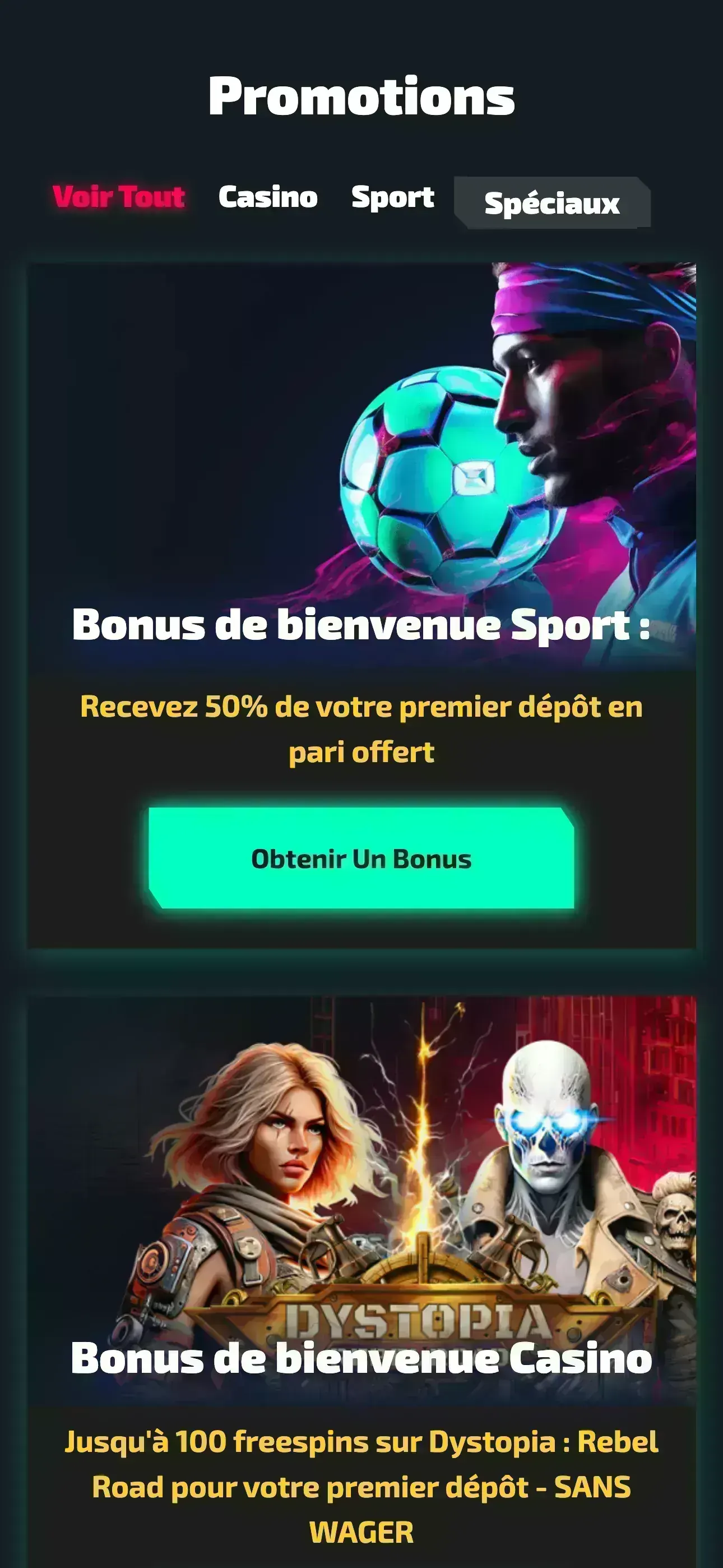 Version mobile Casinozer avec aperçu bonus