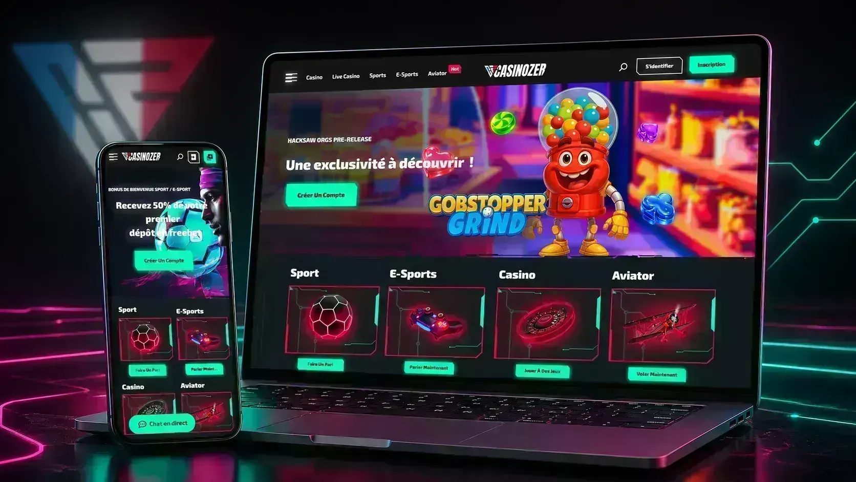 Interface Casinozer France sur desktop