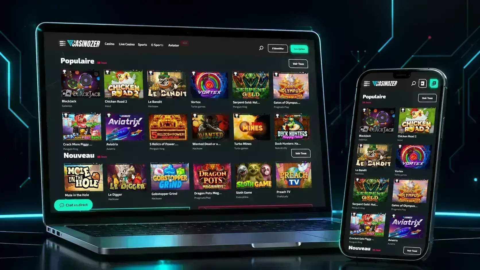 Lobby Casinozer avec la sélection de jeux