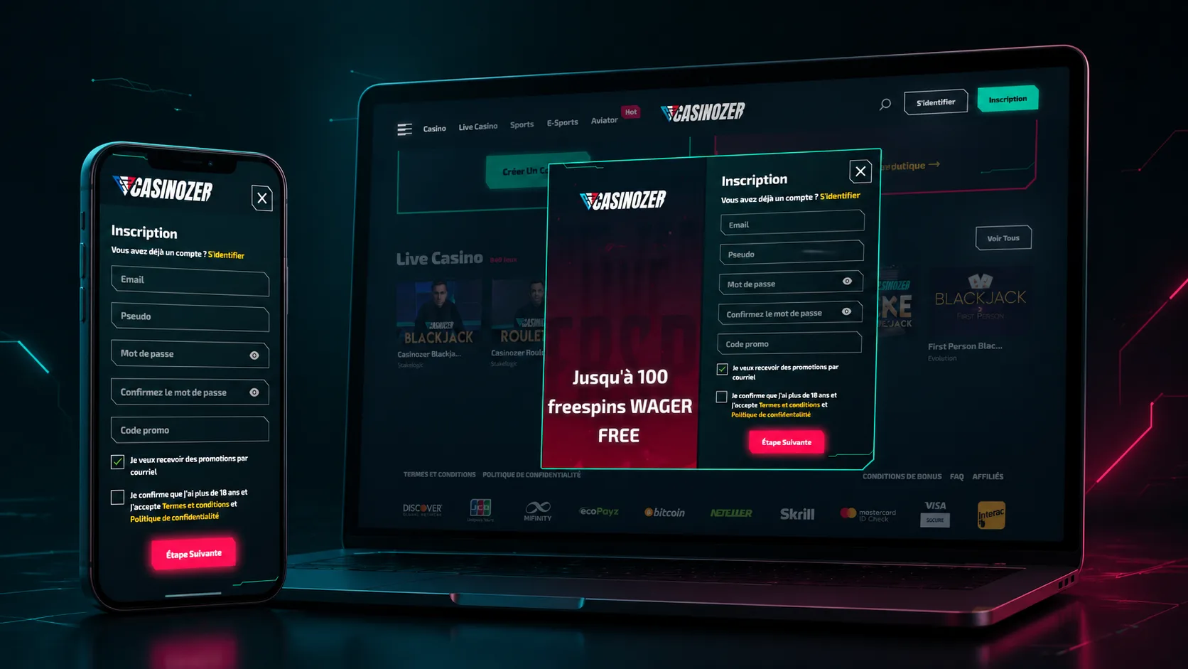 Formulaire d'inscription Casinozer